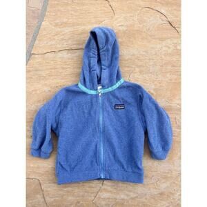 Patagonia Baby Fleece Jacket Full Zip Hooded Blue Vintage 12 Months